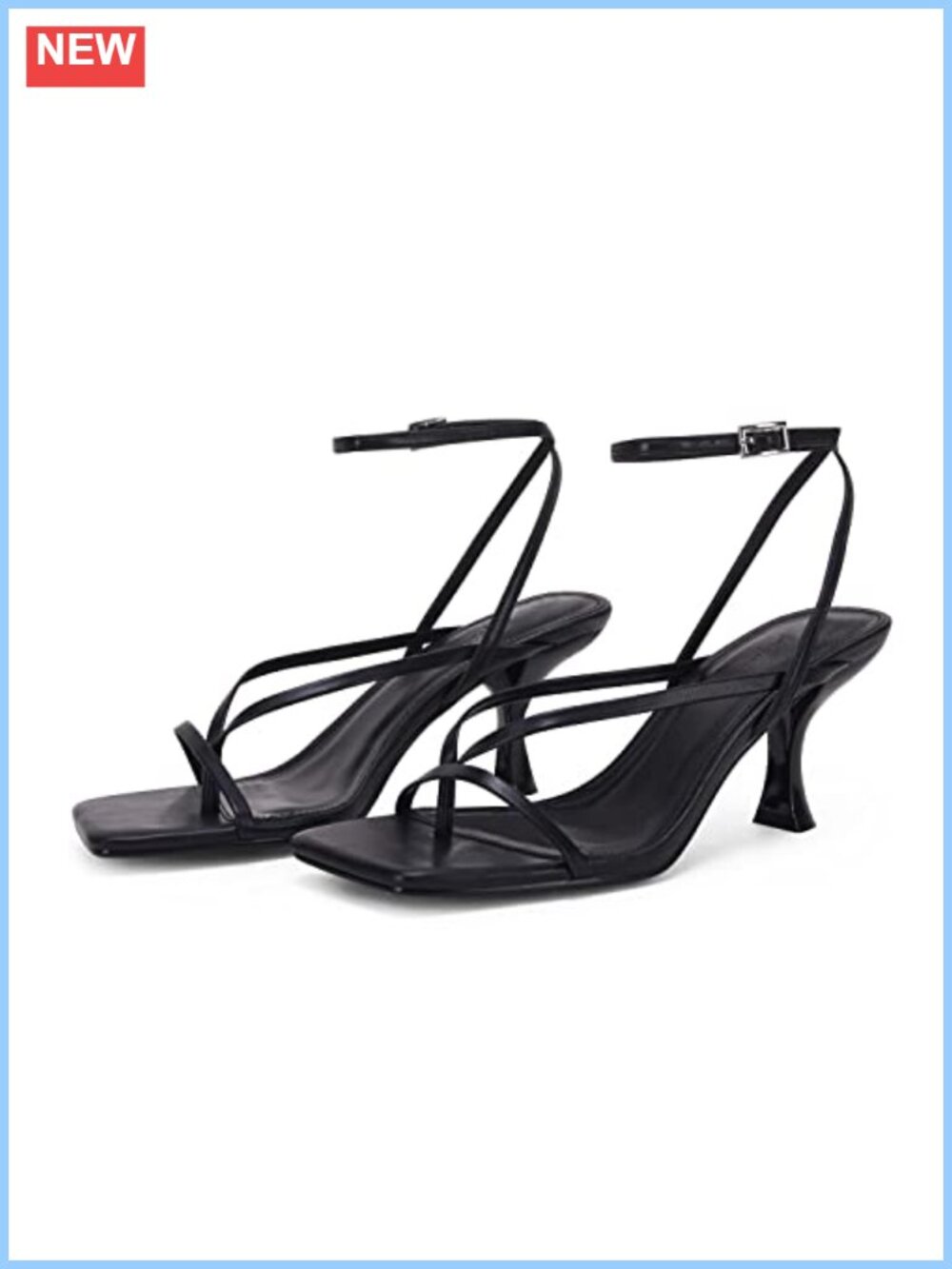 Women's Square Open Toe Kitten Heel Sandals Strappy Lace Up Party Shoes
